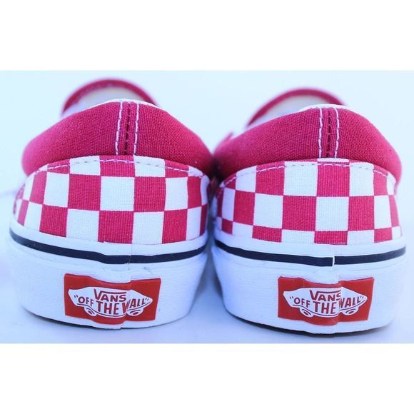 Vans Checkerboard Classic Slip-On Red White Crystal Sneakers Girls Size 2 M NEW - Picture 8 of 12
